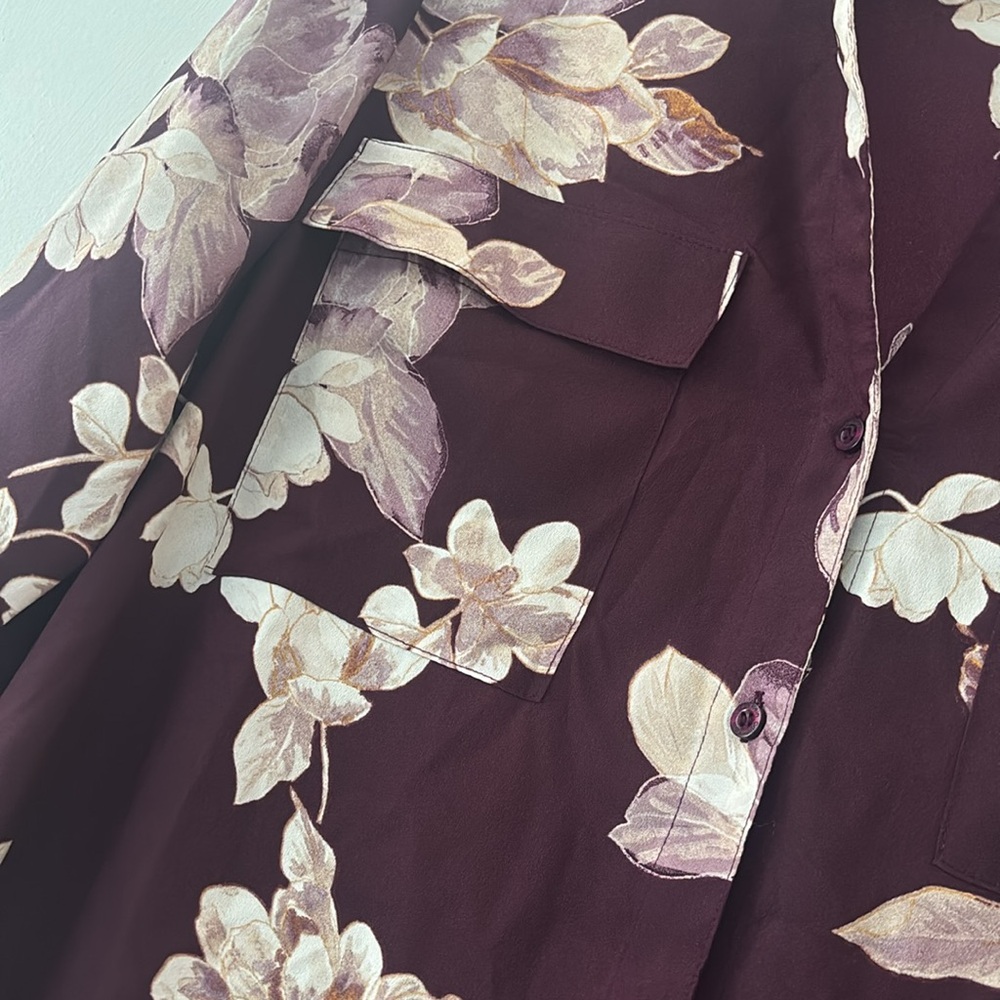Calvin Klein Women's Floral Burgundy Blouse - Picture 2 of 6